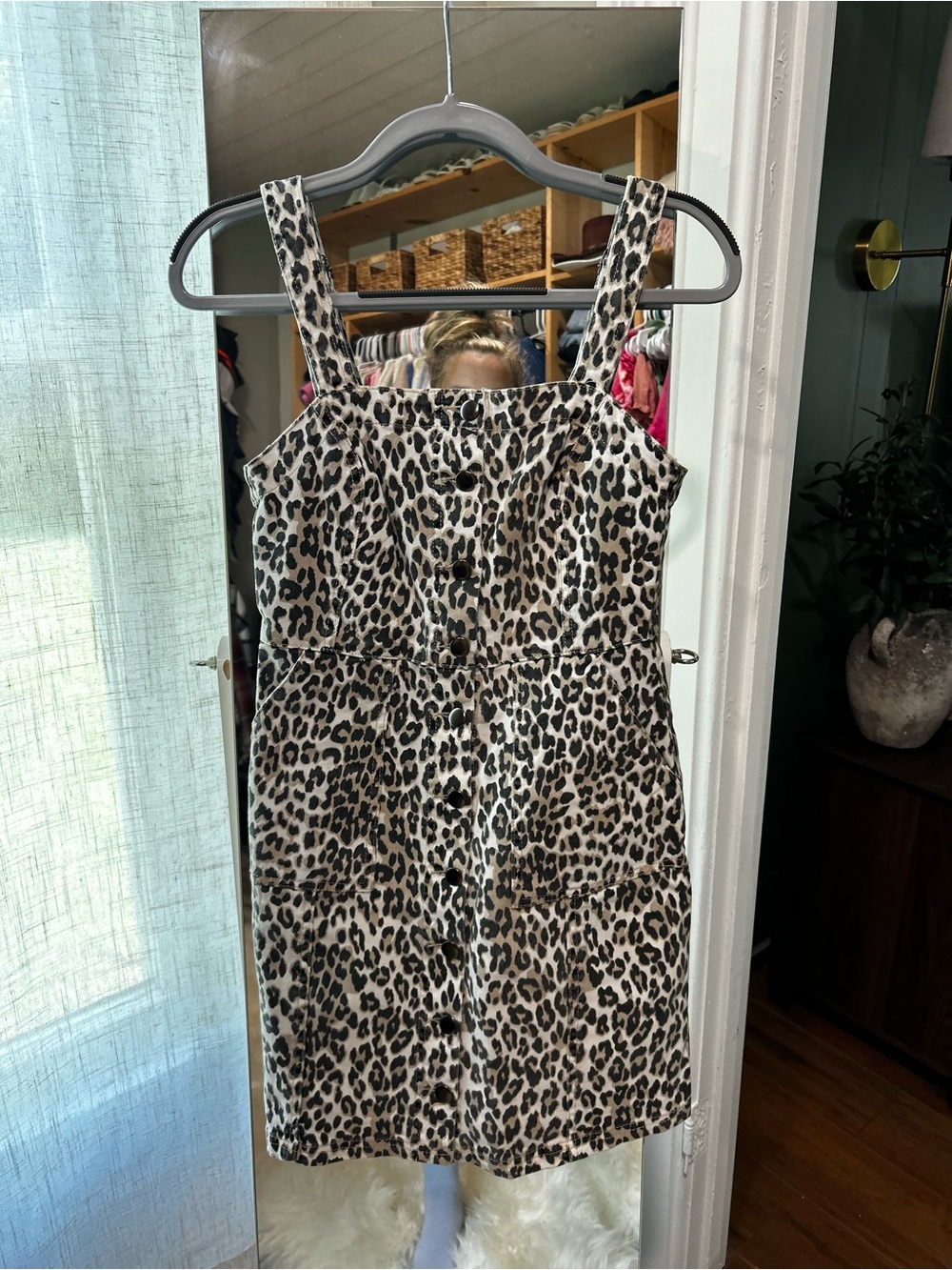 Leopard Print Button-Front Mini Dress - size XS